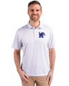 Memphis Tigers Cutter & Buck Pike Eco Symmetry Print Stretch Recycled Mens Polo White/Polished Front Thumbnail Image