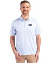 Jackson State Tigers Cutter & Buck Pike Eco Symmetry Print Stretch Recycled Mens Polo White/Atlas Front Thumbnail Image