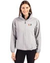 Miami Hurricanes Cutter & Buck Charter Eco Recycled Womens Anorak Jacket Polished Medium Gray Front Thumbnail Image