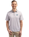 View image 4: Southern University Jaguars Cutter & Buck Virtue Recycled Micro Stripe Featherlight Pique Mens Big & Tall Polo Polished/White Front