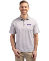 NYU Violets Cutter & Buck Virtue Eco Pique Micro Stripe Recycled Mens Big & Tall Polo Polished/White Front Thumbnail Image