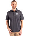 Morehouse Maroon Tigers Cutter & Buck Pike Banner Print Stretch Mens Big & Tall Polo Black Front Thumbnail Image