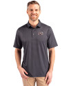Montana Grizzlies Cutter & Buck Pike Banner Print Stretch Mens Big & Tall Polo Black Front Thumbnail Image