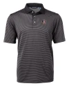 Florida State Seminoles Cutter & Buck Virtue Eco Pique Micro Stripe Recycled Mens Polo Black/Elemental Grey Mannequin Thumbnail Image