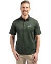 Florida Gulf Coast Eagles Cutter & Buck Virtue Eco Pique Micro Stripe Recycled Mens Polo Hunter/Black Front Thumbnail Image