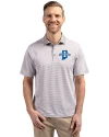 View image 4: Indiana State Sycamores Cutter & Buck Virtue Recycled Micro Stripe Featherlight Pique Mens Polo Polished/White Front