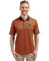 Texas El Paso Miners Cutter & Buck Virtue Eco Pique Micro Stripe Recycled Mens Polo College Orange/Navy Blue Front Thumbnail Image