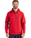 Ole Miss Rebels Cutter & Buck Roam Epic Versatility Half Zip Recycled Mens Hooded Pullover Red Front Thumbnail Image