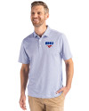 SMU Mustangs Cutter & Buck Pike Eco Symmetry Print Stretch Recycled Mens Polo White/Tour Blue Front Thumbnail Image