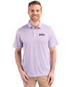 NYU Violets Cutter & Buck Pike Eco Symmetry Print Stretch Recycled Mens Polo White/College Purple Front Thumbnail Image