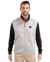 Kansas State Wildcats Cutter & Buck Charter Eco Recycled Mens Full-Zip Vest Polished Medium Gray Front Thumbnail Image