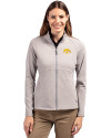 Iowa Hawkeyes Cutter & Buck Adapt Eco Knit Heather Recycled Womens Full Zip Polished Heather Front Thumbnail Image