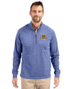 North Carolina A&T Aggies Cutter & Buck Adapt Eco Knit Heather Mens Quarter Zip Pullover Tour Blue Heather Front Thumbnail Image
