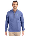 Southern University Jaguars Cutter & Buck Adapt Eco Knit Heather Mens Quarter Zip Pullover Tour Blue Heather Front Thumbnail Image