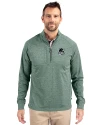 Portland State Vikings College Vault Cutter & Buck Adapt Eco Knit Heather Mens Quarter Zip Pullover Hunter Heather Front Thumbnail Image