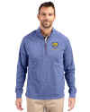 Fort Valley State Wildcats Cutter & Buck Adapt Eco Knit Heather Mens Big & Tall Quarter Zip Pullover Tour Blue Heather Front Thumbnail Image