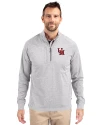Ole Miss Rebels College Vault Cutter & Buck Adapt Eco Knit Heather Mens Big & Tall Quarter Zip Pullover Polished Heather Front Thumbnail Image