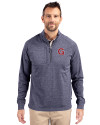 Gonzaga Bulldogs College Vault Cutter & Buck Adapt Eco Knit Heather Mens Big & Tall Quarter Zip Pullover Navy Blue Heather Front Thumbnail Image
