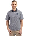 Xavier Musketeers Cutter & Buck Virtue Eco Pique Micro Stripe Recycled Mens Polo Navy Blue/White Front Thumbnail Image