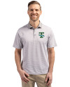 Tulane Green Wave College Vault Cutter & Buck Virtue Eco Pique Micro Stripe Recycled Mens Polo Polished/White Front Thumbnail Image