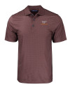 Virginia Tech Hokies Cutter & Buck Pike Eco Tonal Geo Print Stretch Recycled Mens Polo Bordeaux Mannequin Thumbnail Image