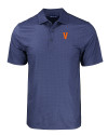 Virginia Hoos College Vault Cutter & Buck Pike Eco Tonal Geo Print Stretch Recycled Mens Polo Navy Blue Mannequin Thumbnail Image