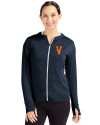 Virginia Hoos College Vault Cutter & Buck Daybreak Eco Recycled Womens Full Zip Hoodie Navy Blue Front Thumbnail Image