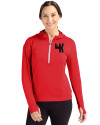 Western Kentucky Hilltoppers College Vault Cutter & Buck Daybreak Eco Recycled Womens Half Zip Hoodie Red Front Thumbnail Image