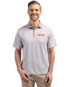 UOP Tigers Cutter & Buck Virtue Eco Pique Micro Stripe Recycled Mens Big & Tall Polo Polished/White Front Thumbnail Image