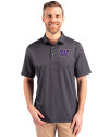 Washington Huskies Cutter & Buck Pike Banner Print Stretch Mens Big & Tall Polo Black Front Thumbnail Image