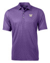Washington Huskies Cutter & Buck Pike Banner Print Stretch Mens Big & Tall Polo College Purple Mannequin Thumbnail Image