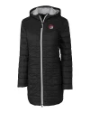 Winston-Salem State Rams Cutter & Buck Rainier PrimaLoft®  Womens Eco Insulated Hooded Long Coat Black Mannequin Thumbnail Image