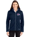 Fresno State Bulldogs Cutter & Buck Evoke Softshell Recycled Full Zip Womens Jacket Navy Blue Front Thumbnail Image