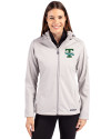 Tulane Green Wave College Vault Cutter & Buck Evoke Softshell Recycled Full Zip Womens Jacket CONCRETE Front Thumbnail Image