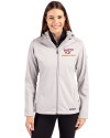 View image 4: Virginia Tech Hokies Cutter & Buck Evoke Recycled Honeycomb Fleece Womens Full Zip Jacket CONCRETE Front