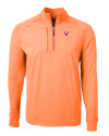 Virginia Tech Hokies College Vault Cutter & Buck Adapt Eco Knit Heather Mens Quarter Zip Pullover College Orange Heather Mannequin Thumbnail Image
