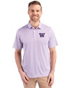 Washington Huskies Cutter & Buck Pike Eco Symmetry Print Stretch Recycled Mens Polo White/College Purple Front Thumbnail Image