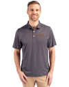 UOP Tigers Cutter & Buck Pike Eco Symmetry Print Stretch Recycled Mens Polo Black/White Front Thumbnail Image