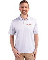 UOP Tigers Cutter & Buck Pike Eco Symmetry Print Stretch Recycled Mens Polo White/Polished Front Thumbnail Image