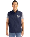Utah State Aggies Cutter & Buck Charter Eco Full-Zip Mens Big & Tall Vest Navy Blue Front Thumbnail Image