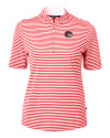 Winston-Salem State Rams Cutter & Buck Virtue Eco Pique Stripe Recycled Womens Top Red Mannequin Thumbnail Image