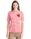 Western Kentucky Hilltoppers College Vault Cutter & Buck Virtue Eco Pique Stripe Recycled Womens Top Red Front Thumbnail Image