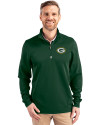 Green Bay Packers Cutter & Buck Traverse Stretch Eco Quarter Zip Mens Pullover Hunter Green Front Thumbnail Image
