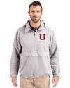 Utah Utes College Vault Cutter & Buck Charter Eco Recycled Mens Anorak Jacket Polished Medium Gray Front Thumbnail Image