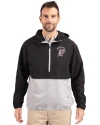 Mississippi State Bulldogs Vintage Cutter & Buck Charter Eco Recycled Mens Anorak Jacket Black/Polished Front Thumbnail Image