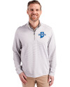 Indiana State Sycamores Cutter & Buck Virtue Eco Pique Micro Stripe Recycled Mens Big & Tall Quarter Zip Polished/White Front Thumbnail Image