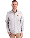 Dayton Flyers Cutter & Buck Virtue Eco Pique Micro Stripe Recycled Mens Big & Tall Quarter Zip Polished/White Front Thumbnail Image