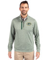 Green Bay Packers Cutter & Buck Stealth Heathered Quarter Zip Mens Pullover Hunter Green Front Thumbnail Image