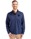 DePaul Blue Demons Cutter & Buck Virtue Eco Pique Micro Stripe Recycled Mens Big & Tall Quarter Zip Tour Blue/Black Front Thumbnail Image