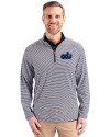Old Dominion Monarchs College Vault Cutter & Buck Virtue Eco Pique Micro Stripe Recycled Mens Big & Tall Quarter Zip Navy Blue/White Front Thumbnail Image